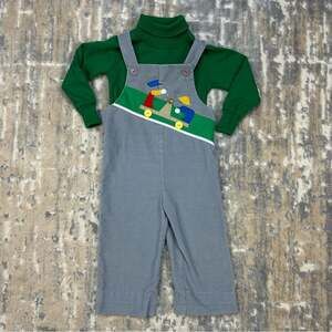 Vintage 1970s By Thomas Boys Corduroy Bib Overalls Turtleneck Set 2T